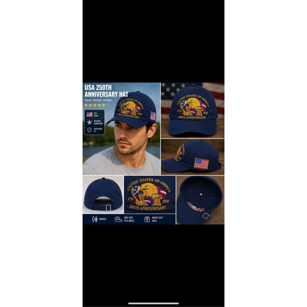 USA 250th Anniversary Eagle Patriotic Baseball Cap Adjustable Strapback Hat